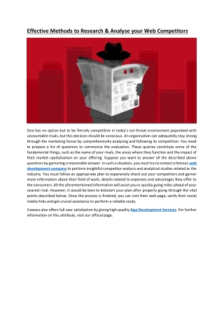 Effective Methods to Research & Analyse your Web Competitors