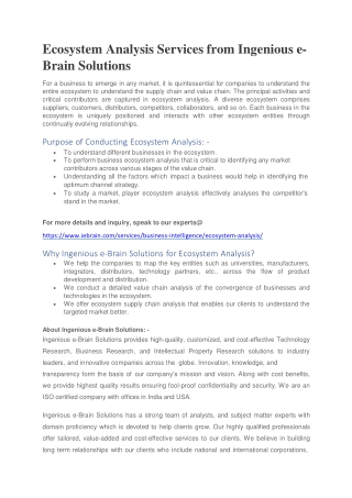 Ecosystem Analysis