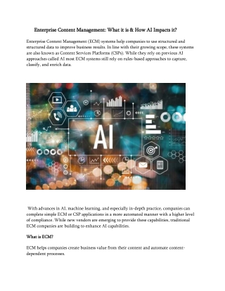 Enterprise Content Management What it is & How AI Impacts it