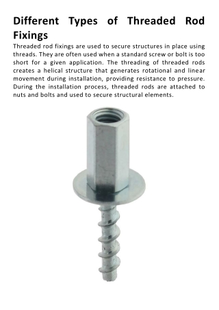 Different Types of Threaded Rod Fixings