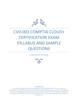 CV0-003 CompTIA Cloud  Certification Exam Syllabus and Sample Questions