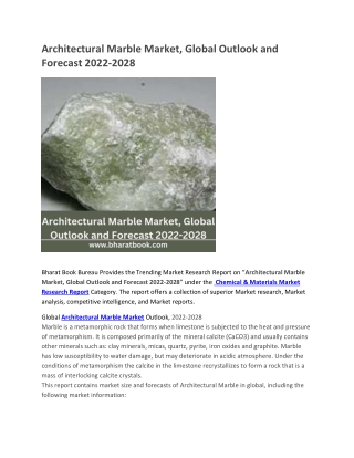 Architectural Marble Market, Global Outlook and Forecast 2022-2028