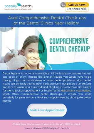 Avail Comprehensive Dental Check-ups at the Dental Clinics Near Hallam