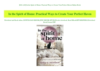 [R.E.A.D] In the Spirit of Home Practical Ways to Create Your Perfect Haven Online Book