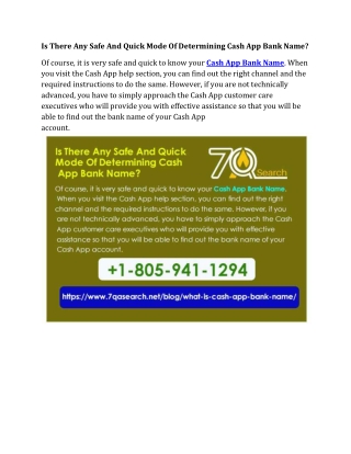 Is There Any Safe And Quick Mode Of Determining Cash App Bank Name?