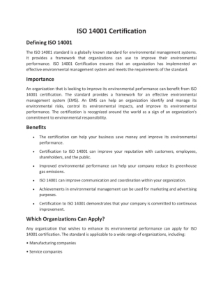 ISO 14001 Certification