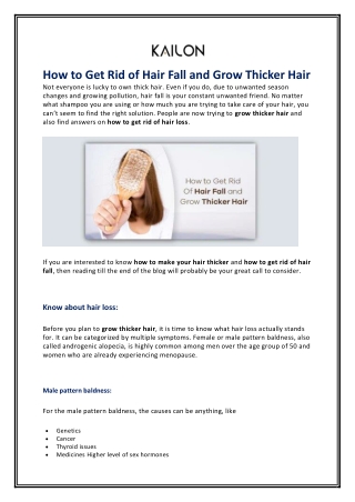 How to Get Rid of Hair Fall and Grow Thicker Hair