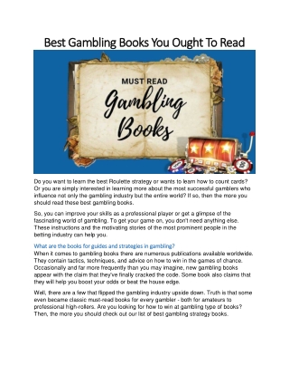 Best Gambling Books You Ought To Read