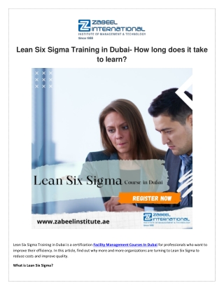Lean Six Sigma Training in Dubai- How long does it take to learn