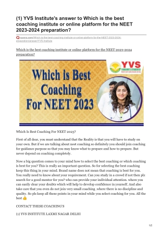 Which Is Best Coaching For NEET 2023