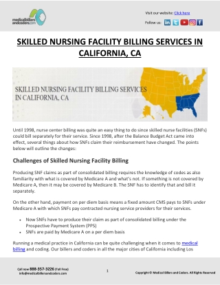 SKILLED NURSING FACILITY BILLING SERVICES IN CALIFORNIA, CA