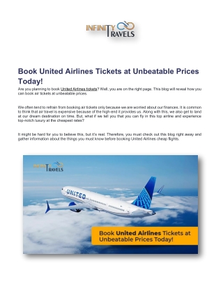 Book United Airlines Tickets at Unbeatable Prices Today