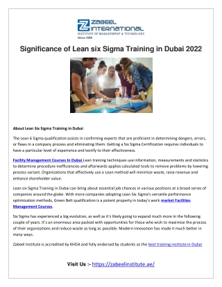 Significance of Lean six Sigma Training in Dubai 2022