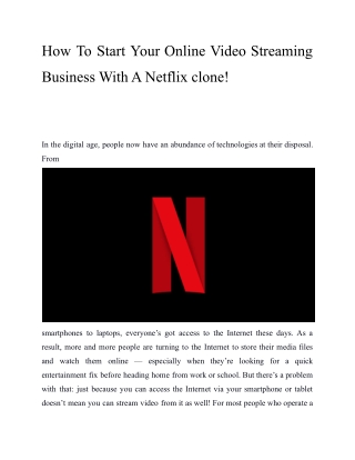 How To Start Your Online Video Streaming Business With A Netflix clone