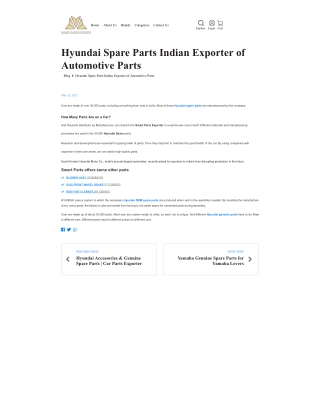 Hyundai Spare Parts Indian Exporter of Automotive Parts