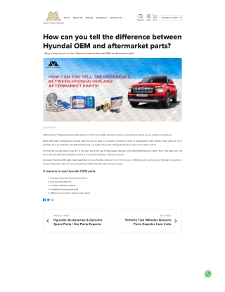 How can you tell the difference between Hyundai OEM and aftermarket parts