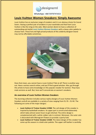Louis Vuitton Women Sneakers: Simply Awesome