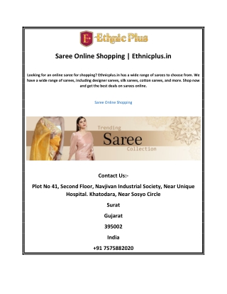 Saree Online Shopping | Ethnicplus.in