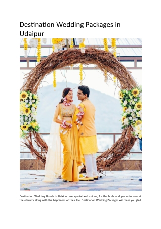 Destination Wedding Packages in Udaipur