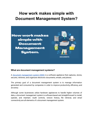 How work makes simple with Document Management System