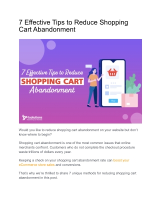 7 Effective Tips to Reduce Shopping Cart Abandonment