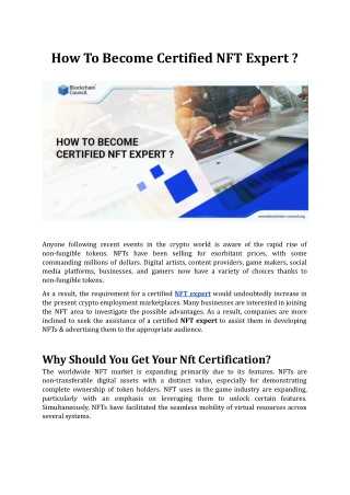 How To Become Certified NFT Expert ?