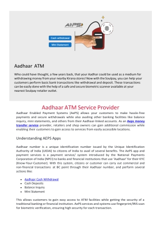 Aadhaar Enabled Payment System (AEPS) - Cashless India