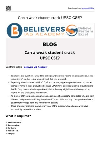 Can a weak student crack UPSC CSE?