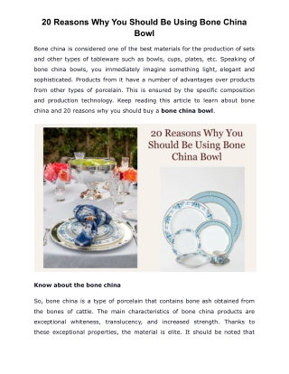 20 Reasons Why You Should Be Using Bone China Bowl