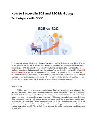 How to Succeed in B2B and B2C Marketing Techniques with SEO