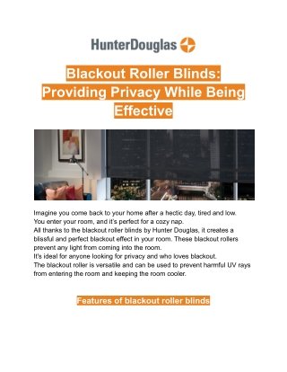 Blackout Roller Blinds: Providing Privacy While Being Effective