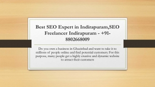 Best SEO Expert in Indirapuram,SEO Freelancer Indirapuram -