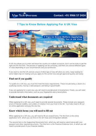 7 Tips to Know Before Applying For A UK Visa