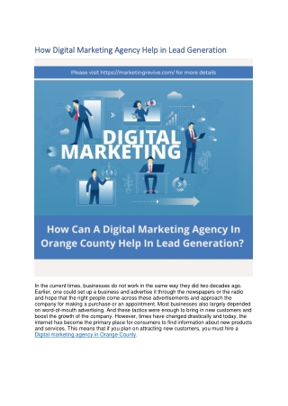 How Digital Marketing Agency Help in Lead Generation