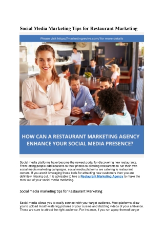 Social Media Marketing Tips for Restaurant Marketing