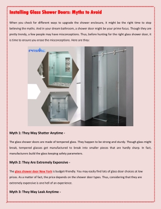 Installing Glass Shower Doors - Myths to Avoid