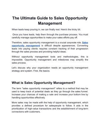 The Ultimate Guide to Sales Opportunity Management