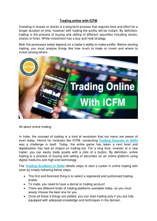 Trading online with ICFM