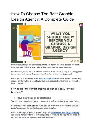 How To Choose The Best Graphic Design Agency: A Complete Guide