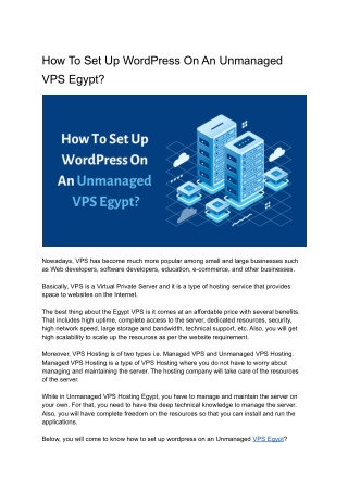 How to set up WordPress on unmanaged VPS Egypt?