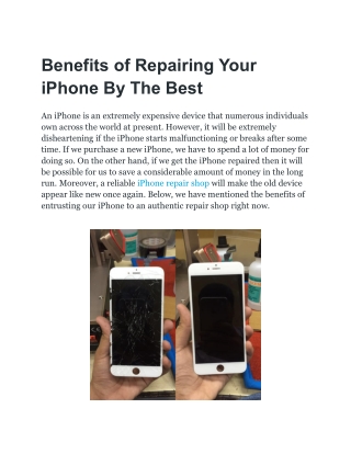 Benefits of Repairing Your iPhone By The Best