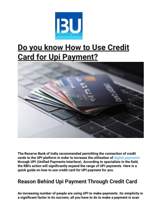 Do you know How to Use Credit Card for Upi Payment?