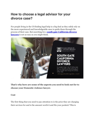 How to choose a legal advisor for your divorce case
