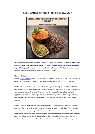 Global Lentil Market Report and Forecast 2022-2027