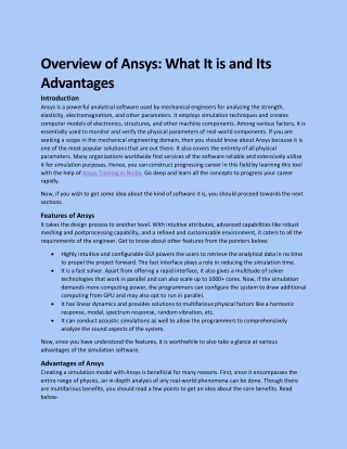 Overview of Ansys: What It is and Its Advantages
