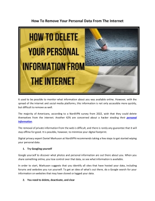 How To Remove Your Personal Data From The Internet