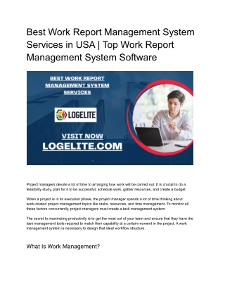 Best Work Report Management System Services in USA _Top Work Report Management System Software