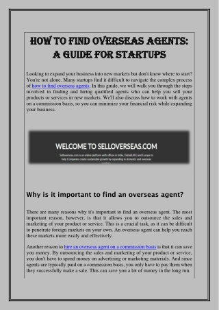 How to Find Overseas Agents A Guide for Startups