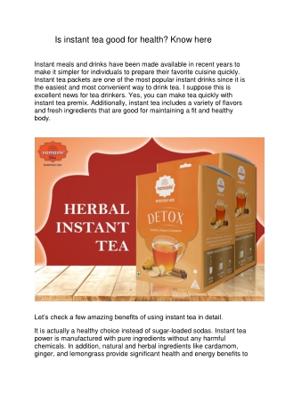 Is instant tea good for health