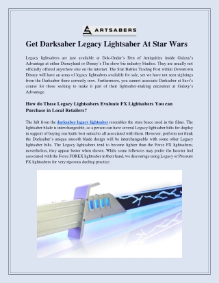 Get Darksaber Legacy Lightsaber At Star Wars